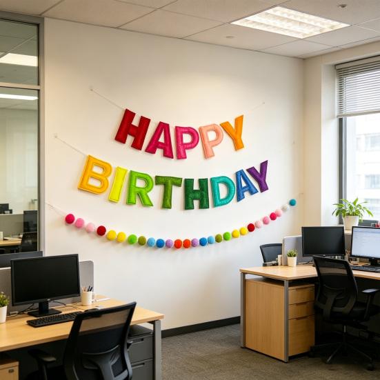 Pre-Strung Happy Birthday Banner Reusable Felt HAPPY BIRTHDAY Garland Colorful Rainbow
