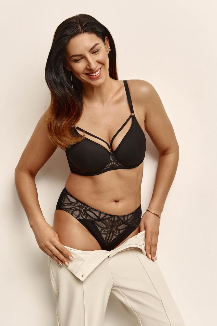 

Комплект білизни: бюстгальтер з м якою чашкою та трусики сліп Anabel Arto (82220) 80C прозорий колір чорний