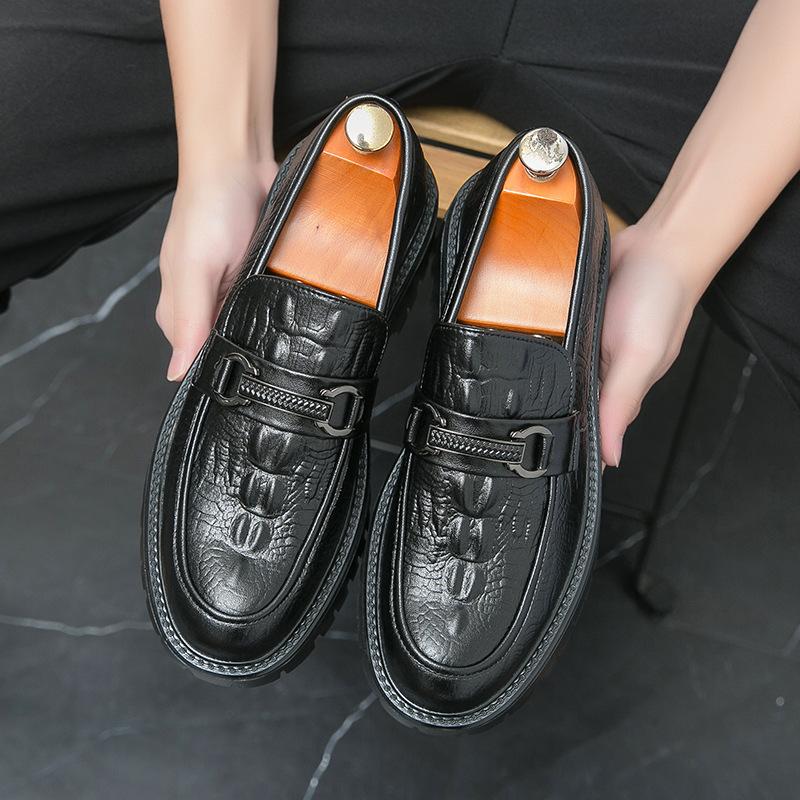 One-pedal Trendy Leather Shoes Men's Korean Version Shoes Loafers Soft-soled Casual Men's Thick-soled Doudou Shoes British