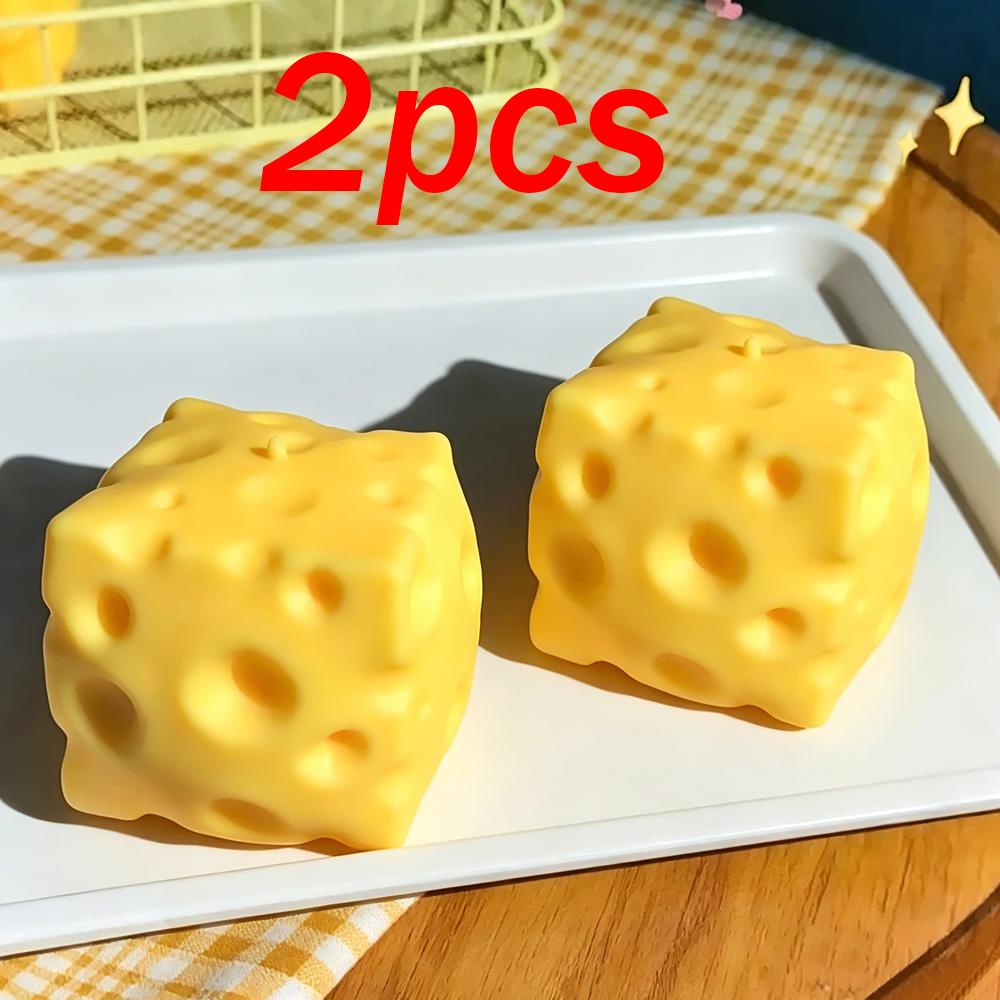 Jumbo Cheese Cube Stress Ball Big Cheese Shapeable Squeeze Ball Non-Bounce Fidget Toy ASMR Sensory Anti-Stress Festival Gift