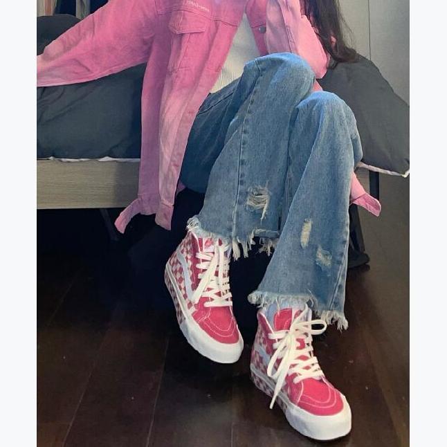 

Женские широкие джинсы с рваными дырками и высокой талией для бойфренда, мешковатые женские джинсовые капри, прямые брюки, джинсовые брюки для мамы XXL синий