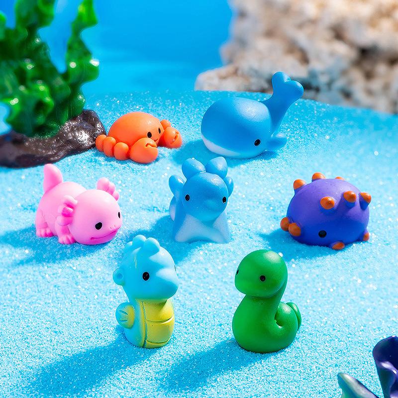 Mini Marine Life Cartoon Dolphin Crab Cuttlefish Octopus Micro Landscape Dollhouse Home Decor Car Interior Desktop Ornament