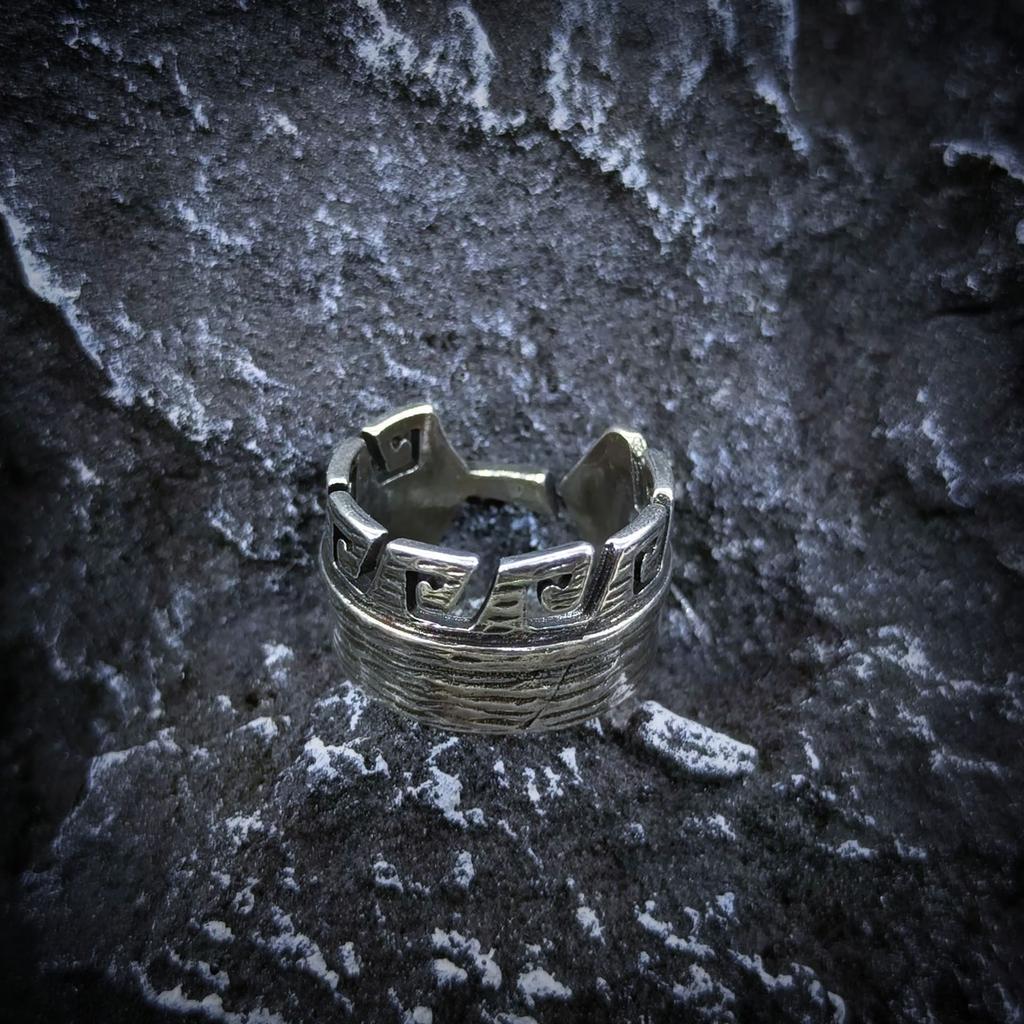 Retro Indian Feather Wide Ring For Men Silver Color Punk Gothic Open Ring Unisex Accessories Handmade Designer Love Gift