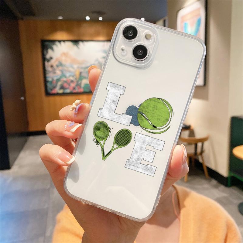 

Для iPhone 15 16 14 13 12 mini 11 Pro Max XS X XR SE 7 8 Plus Силиконовый Прозрачный Чехол Мяч для Тенниса Спорт Роскошный Чехол для Телефона iPhone 15 Pro