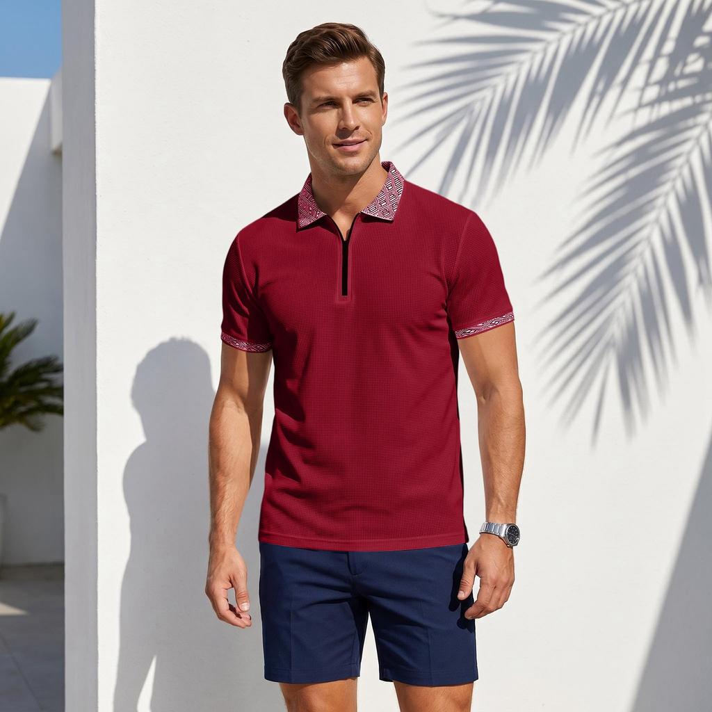Men's Casual Short Sleeve Half-Zip Shirt – Versatile Design – Fit – Everyday Wear for Summer – for Casual Outings
