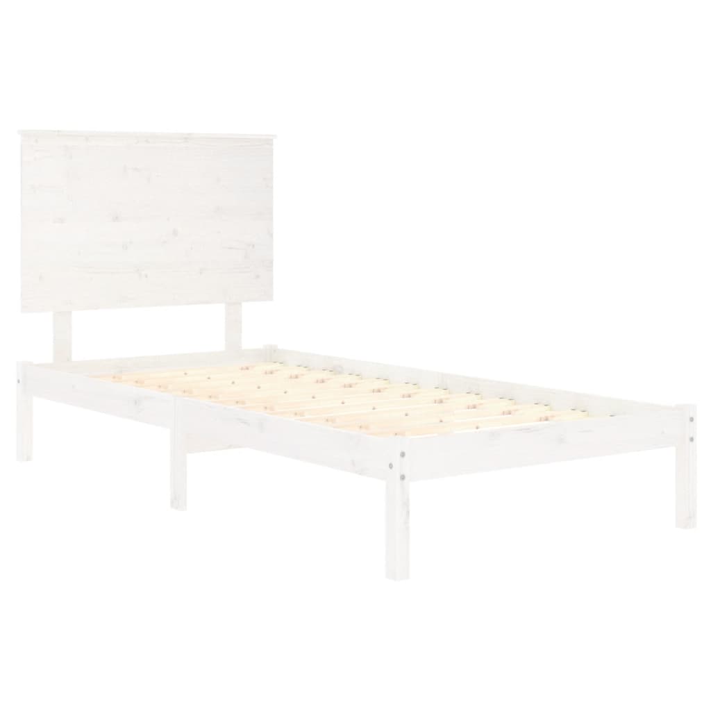 Vidaxl Rama Łóżka Bez Materaca, Biała, 90X200 Cm, Lite Drewno Sosnowe