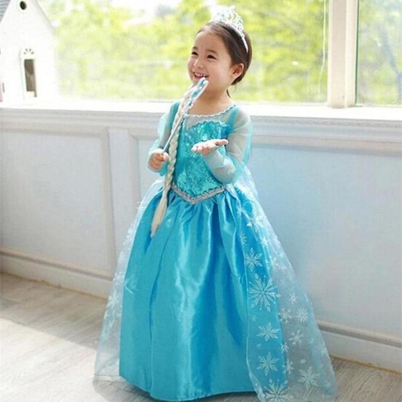 Girls Elsa Anna Dress Children Princess Carnival Dress Kids Jasmine Rapunzel Pageant Flower Disguise Cosplay Christmas Costume
