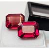 Emerald Cut Rubellite Tourmaline For Earring Making 20-21 Ct Pair Gemstone