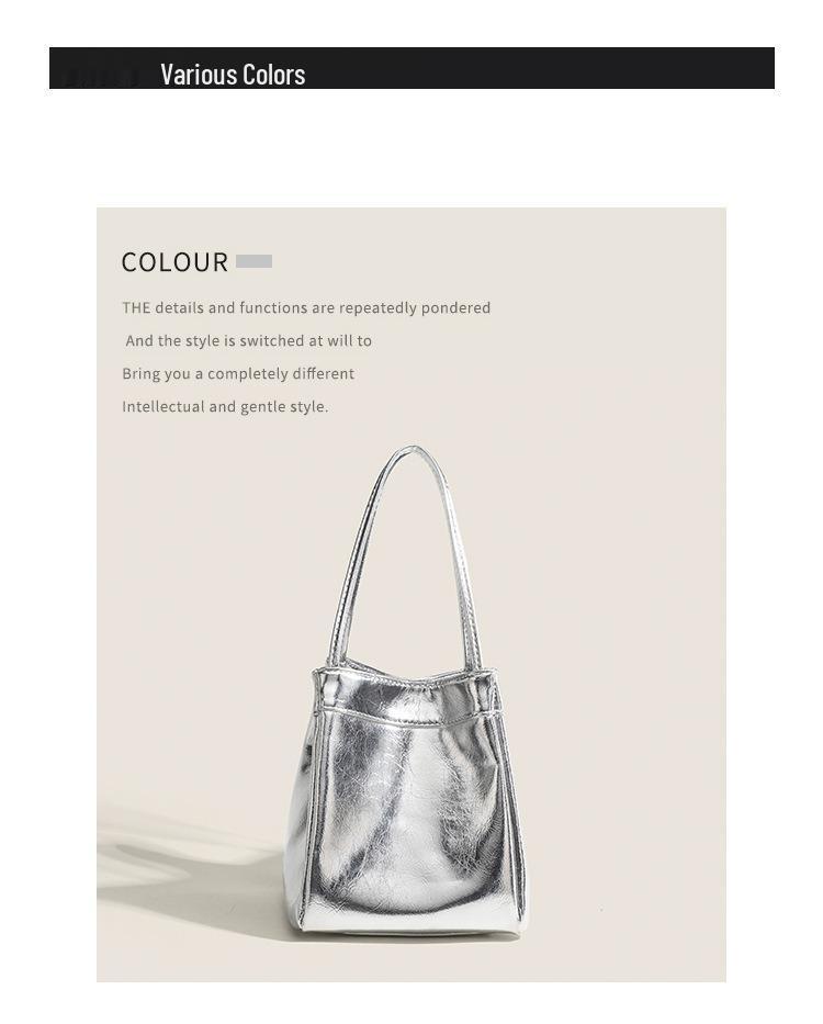 High-Gloss Dopamine Trend Tote: Mirror-Finish Textured Shell Handbag