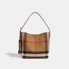 Nouveau Sac Seau en Tissu à Carreaux avec Cuir, Haut de Gamme et Décontracté, Sac pour Femme Grande Capacité, Sac à Main Épaule à Carreaux