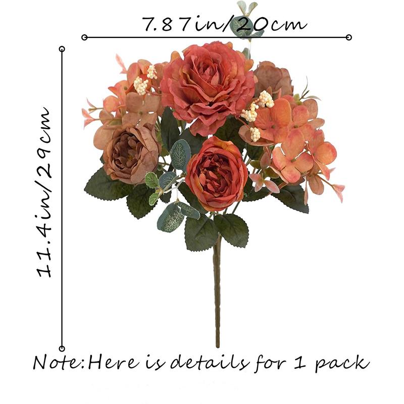 

Fall Decoration Artificial Flowers Fake Peony Silk Flowers Hydrangea Bouquets Decorative For Home Living Room Table Centerpieces 20X29cm оранжевый