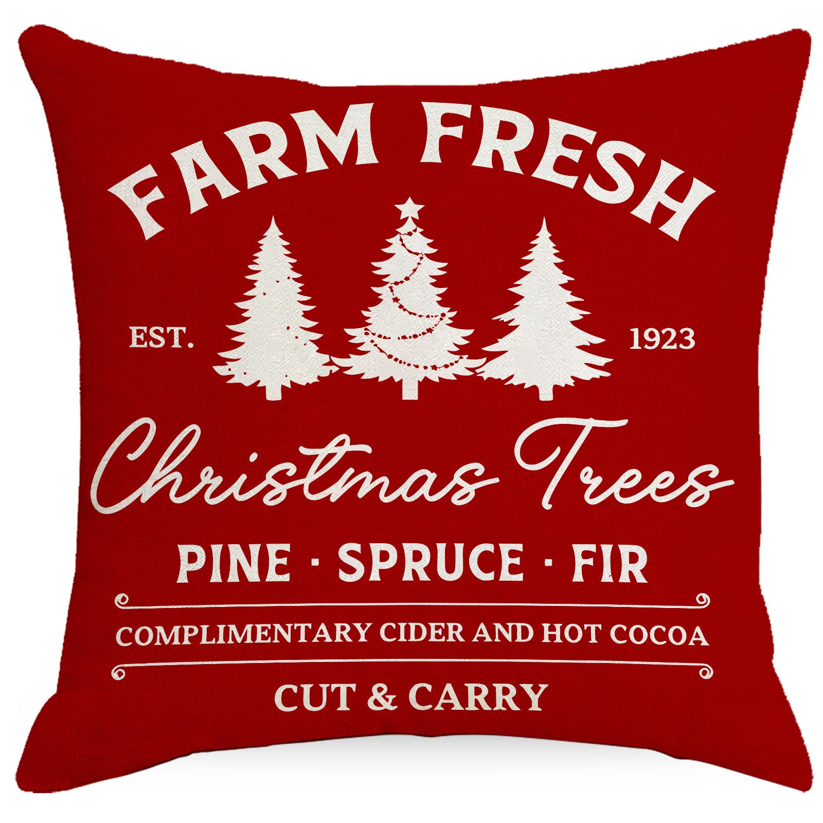 

New Christmas Pillowcase Red Christmas Letter Linen Print Living Room Sofa Cushion Cover Pillow 45 * 45Cm