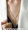 18K Gold Empress Dowager Snake Pendant Necklace, Titanium Steel Twisted Chain, Hip Hop Collarbone Jewelry.