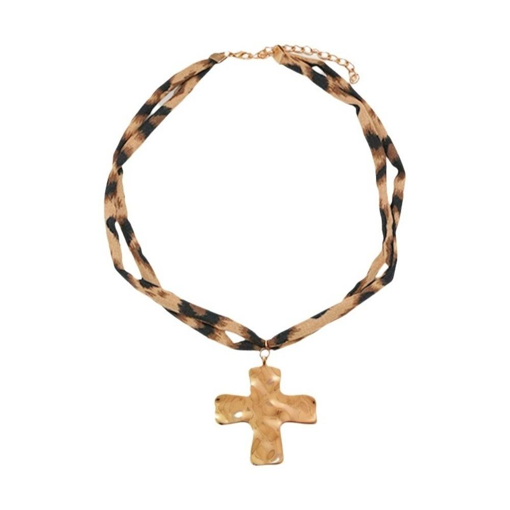 Charm Leopard Choker Bohemia Style Leopard Cloth Strip Necklace Starfish Pendant Necklace  Gift