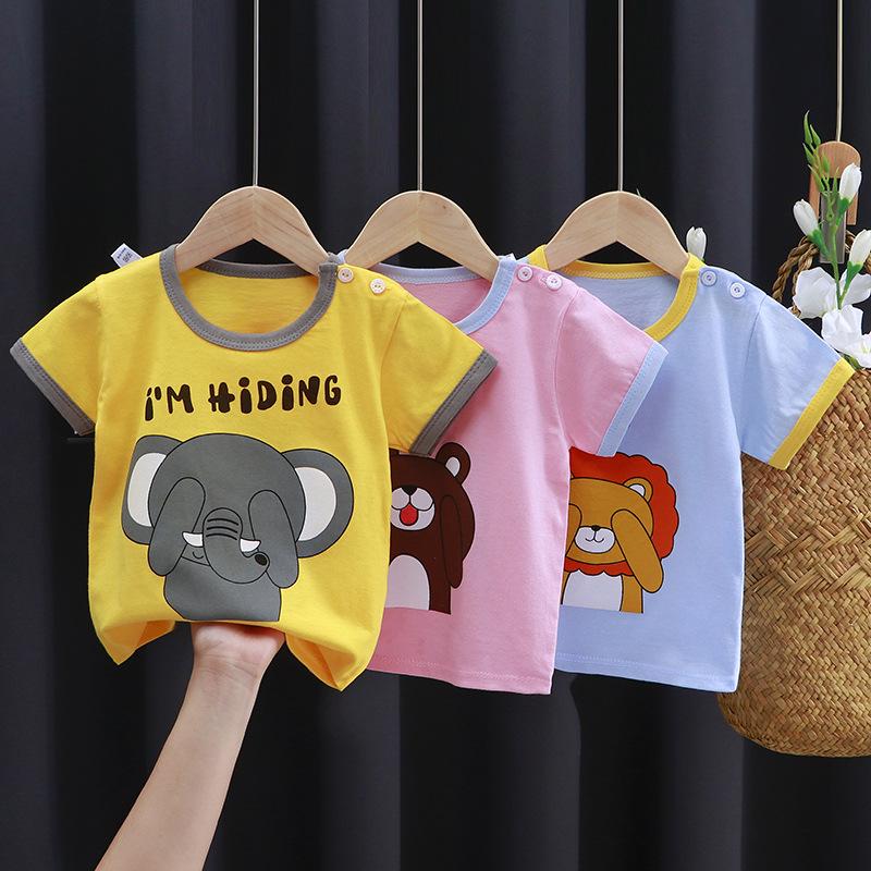 Kinder-Cartoon-Baumwoll-T-Shirt: Kurzärmliges Sommeroberteil für Jungen & Mädchen, Neuer koreanischer Stil