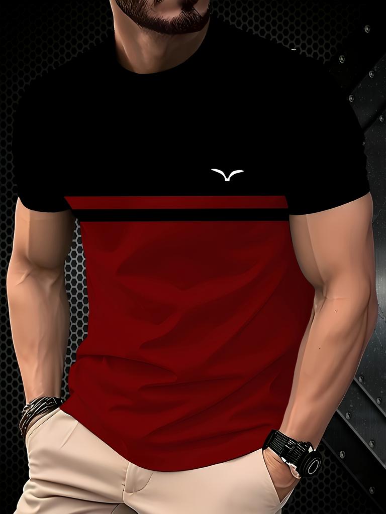 5er-Set, Gestreifte Stilvolle Lässige Herren-Kurzarm-T-Shirts, Farbverlauf Sommer Rundhals Schnelltrocknend Atmungsaktive Kurzarm-T-Shirts