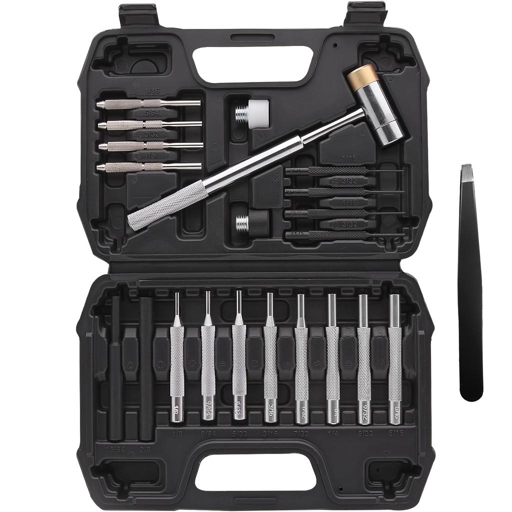 21PCS Punch Set, Pin Punches, Punch Tool, Roll Pin Punch Set, Including Punches and Hammer, Mechanical Repair Tool
