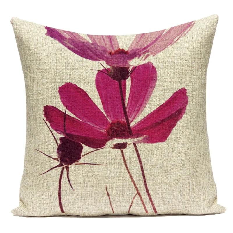 Vintage Flower Printed Throw Pillow Cover Sofa Chair Cushion Covers Home Decorative For Chair Seat Bedroom Square Pillowcase