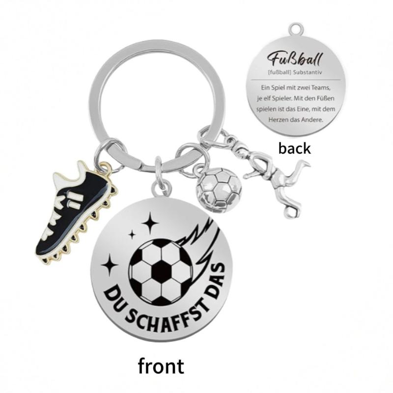 Fashion German Letter Metal Keychain Men'S Women'S Football Keychain Football Shoes Football Car Gift Party Keychain Jewelry