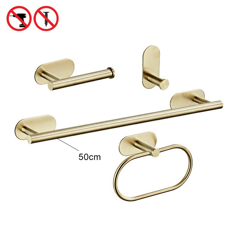ELLEN Bathroom Hardware Set Brushed Gold Robe Hook Towel Bar Toilet Paper Holder Bath Bathroom Accessories EL1001G