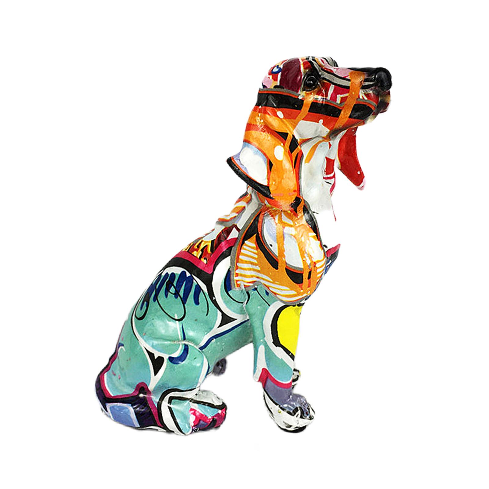 

Статуэтка собаки из смолы, красочная креативная фигурка животного, украшение для дома, современный простой офисный настольный орнамент