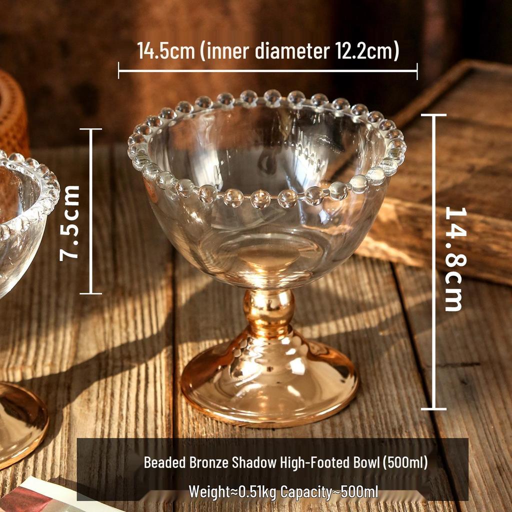 French High-Stemmed Glass Dessert Bowl - Ideal for Ice Cream, Sorbet, Sugar Water, or Other Desserts