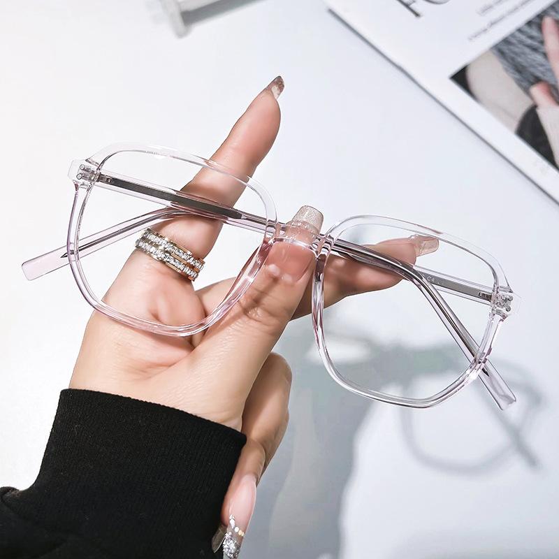 Fashionable Retro Rice Nail TR90 Frame Glasses for Men and Women, Flat Mirrors, Anti-blue Light, Ultra-light Frame Glasses