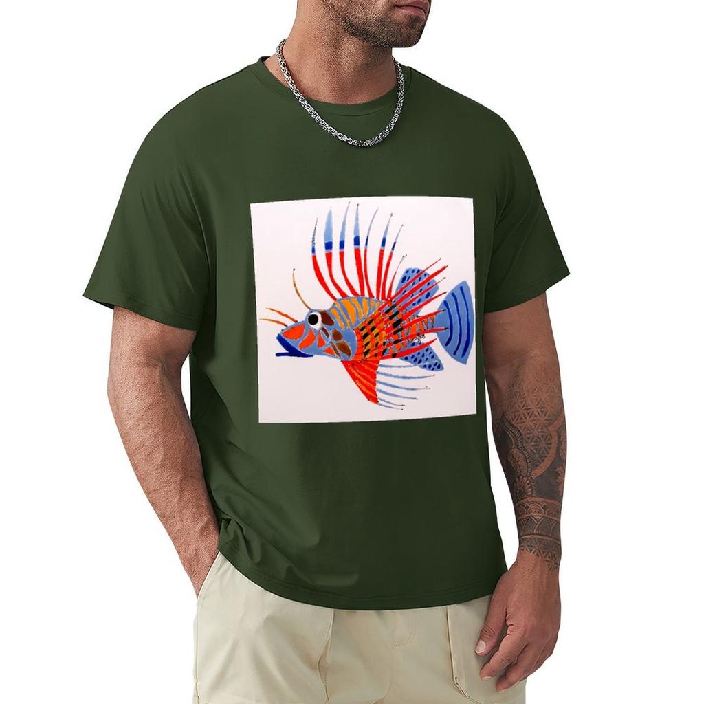 Lion Fish T-Shirt Heavyweights Plain Short Sleeve Tee Vintage T Shirts Men T Shirt