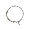 Vintage Geometric Chain Necklace With Stainless Steel And Natural Stone For Unisex Jewelry