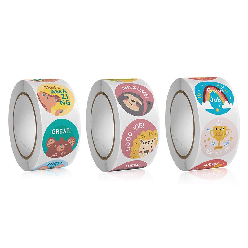 500 Pz/Set Adesivi Rotondi Cartoni Animati Animali Giocattoli Per Bambini Adesivo Ricompensa Insegnante