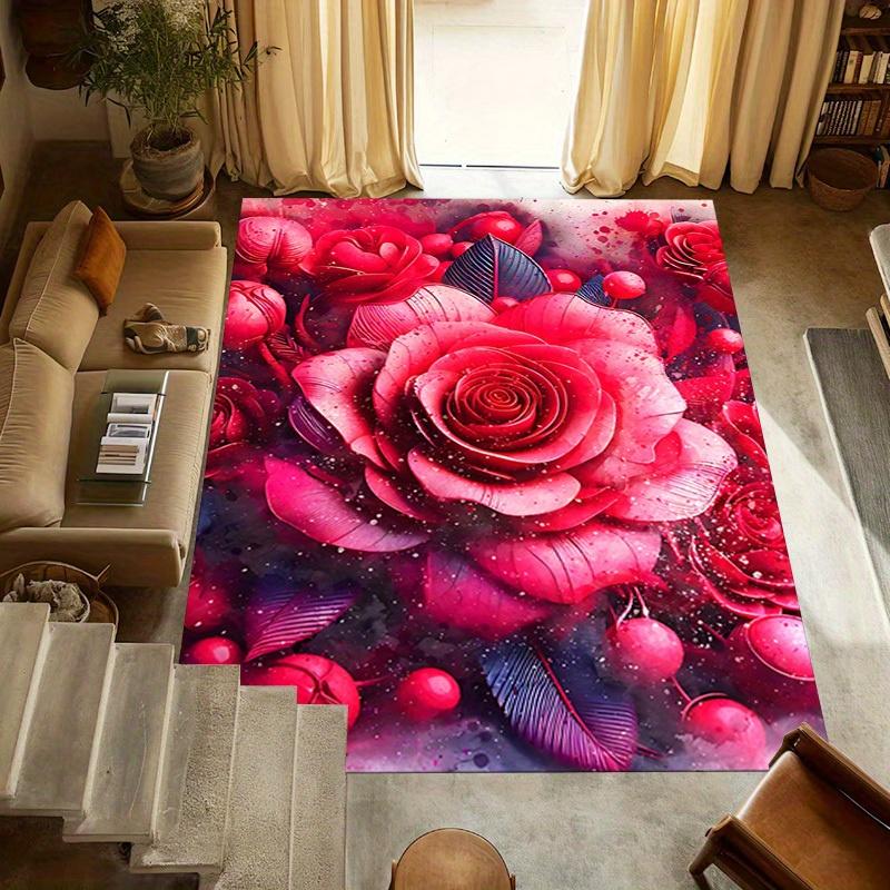 1pc Rose Abstract Themed Rug for Home Decor, Non-slip Office Carpet, Chair Mat, Outdoor Mat, Christmas and Halloween Gifts-0731115