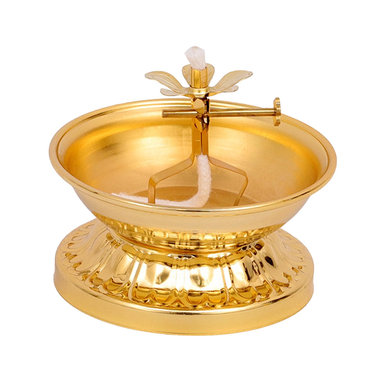 

Ghee Lamp Holder Alloy Altar Supplies Tibetan Dimmable Tea Light Holder for Tabletop Bedroom Home Living Room Decoration