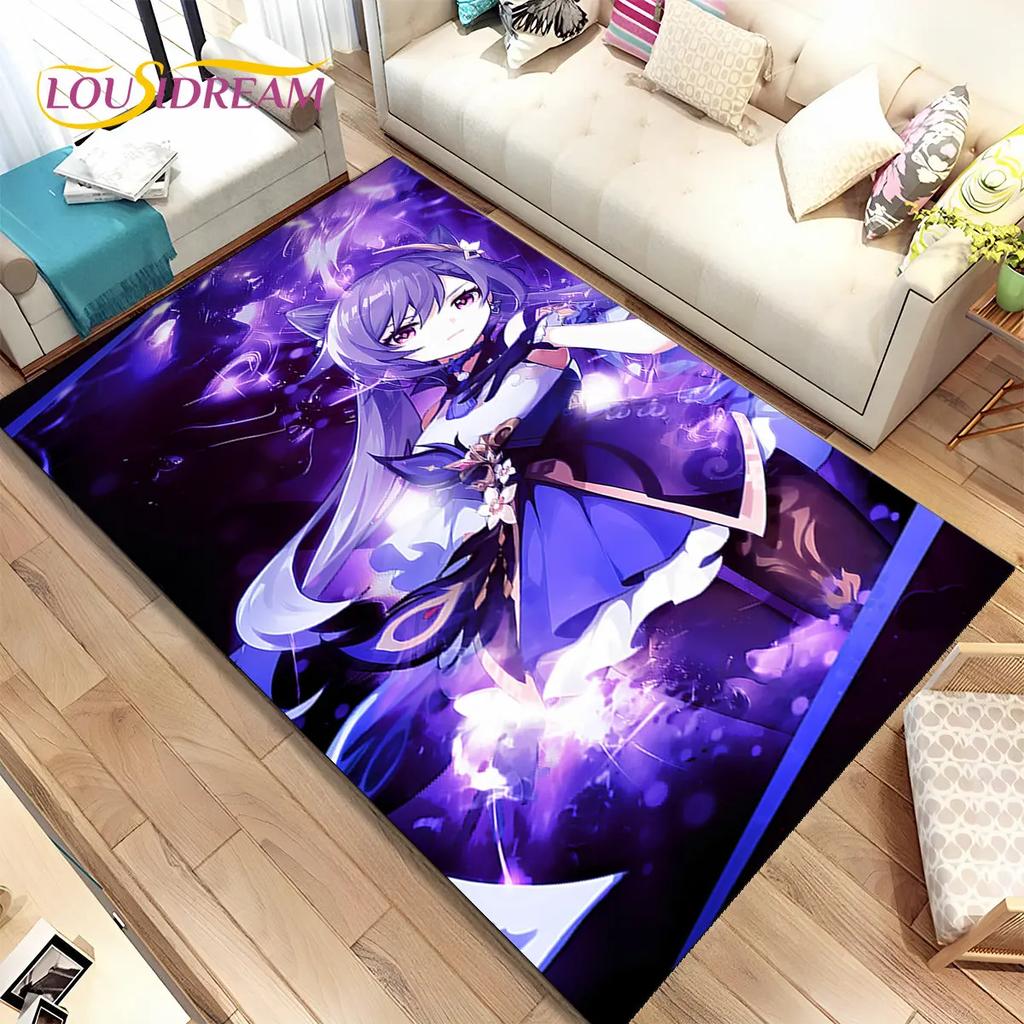 Alfombra de área de juego de dibujos animados de Genshin Impact, Alfombra para el hogar, sala de estar, dormitorio, sofá, felpudo, decoración de cocina, alfombra de piso antideslizante para niños