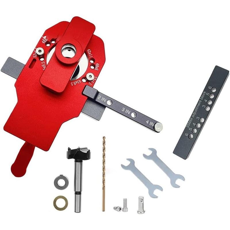 Installation Hole Puncher 35Mm Woodworking Hinge Locator Kit Aluminum Alloy Cabinet Punch Drill Bit DIY Projects