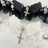 Black White Lace Wing Necklace Vintage Ribbon Bow Gothic Heart Pendant Collar for Women Girls Sweet Lolita Jewelry New Choker