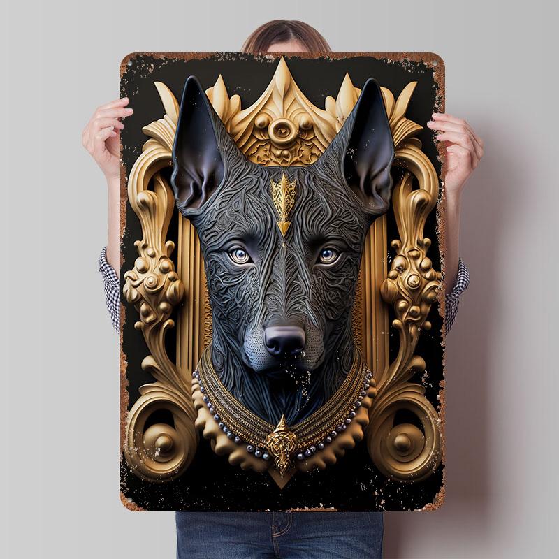 Dog Golden Art Deco Tinplate Poster Custom Wall Art Vintage Metal Signs Retro Tin Plaque for Interior Decoration Living Room