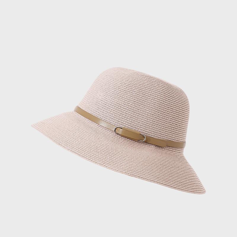 Соломенная шляпа женская складная дышащая шляпа-рыбачок с широкими полями шляпа от солнца розовый