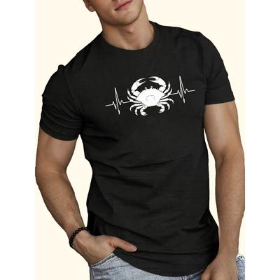 Men's Casual Short Sleeve T-Shirt with Unique Crab Design - Breathable , Crew Neck, Machine Washable - Perfect for Summer