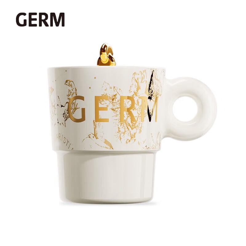 Gilded Ceramic Coffee Mug with Lid