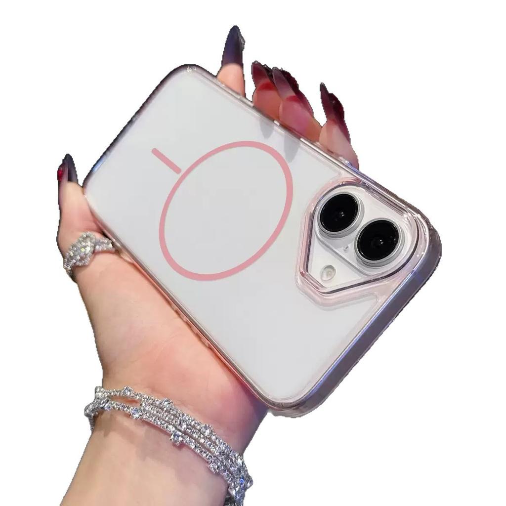 Suitable for iPhone16promax mobile phone case Magnetic suction thin ring Transparent anti-drop Apple 17 anti-yellow PC protective case