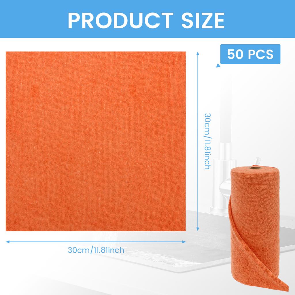 50Pcs/Roll Reusable Cleaning Wipe Absorbent Microfiber Towel Non-stick Oil Dish Rags Napkins Tableware Home Cleaning Towels