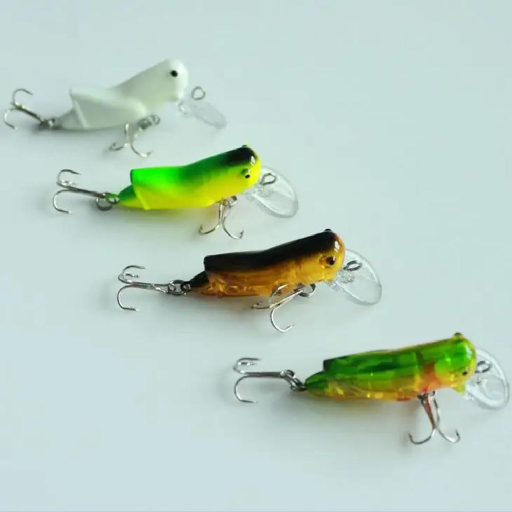 1Pc 4.5cm Double Hook Grasshopper Insect Shape Fishing Lures Hard Fake Bait Realistic Insect Baits Wholesale