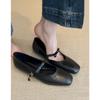 Sheepskin version~ Leather bow French word belt Mary Jane shoes women's retro flat ballet single shoes evening shoes