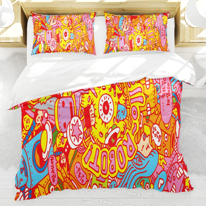 2/3-teiliges Bettwäscheset mit Ölgemälde von Engeln, antike Kunst, Bettbezug, Cartoon-Motiv, warmer Bettbezug, Kinderschlafzimmer, Bettbezug-Set, Grün