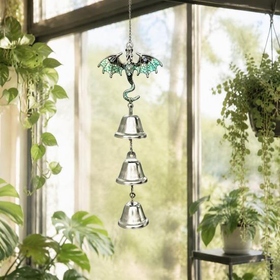 Traditional Gift Retro Dragon Hanging Bells, Metal Flying Wind Chime, Rustic Entrance Door Fantasy Outdoor Garden Ornament for Patio Porch Yard