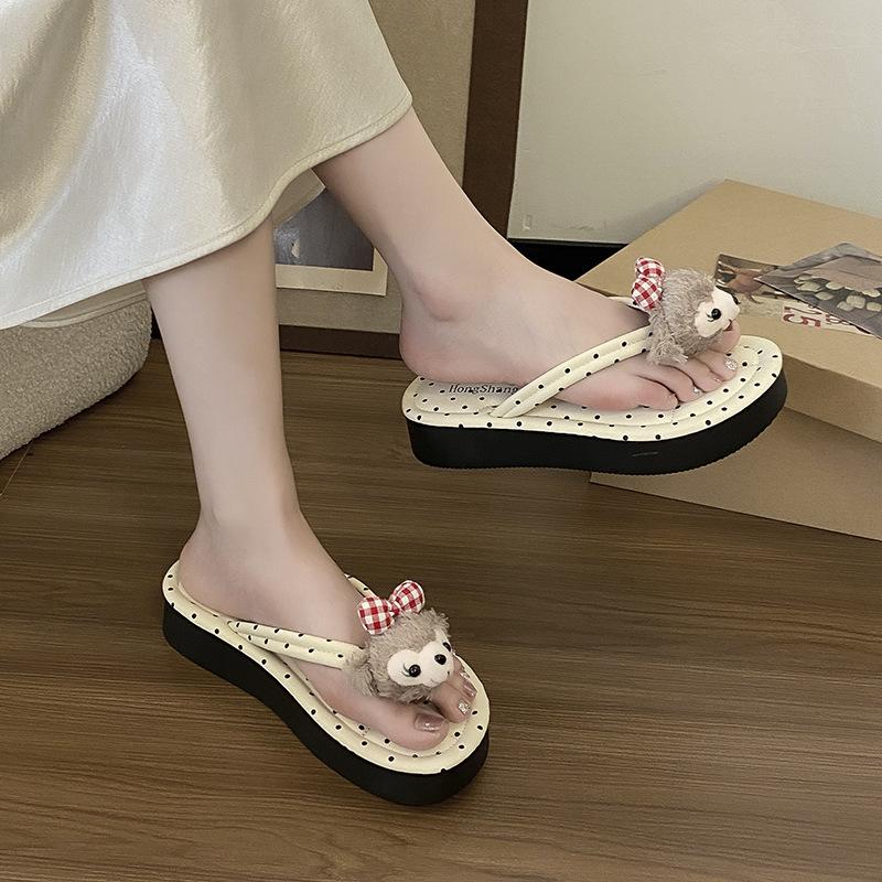 Bottom Flat 25 New Comfortable Thick Slippers Solid Color Female Summer Internet Celebrity Non-slip 100-character and Waterproof Take Pictures Sup