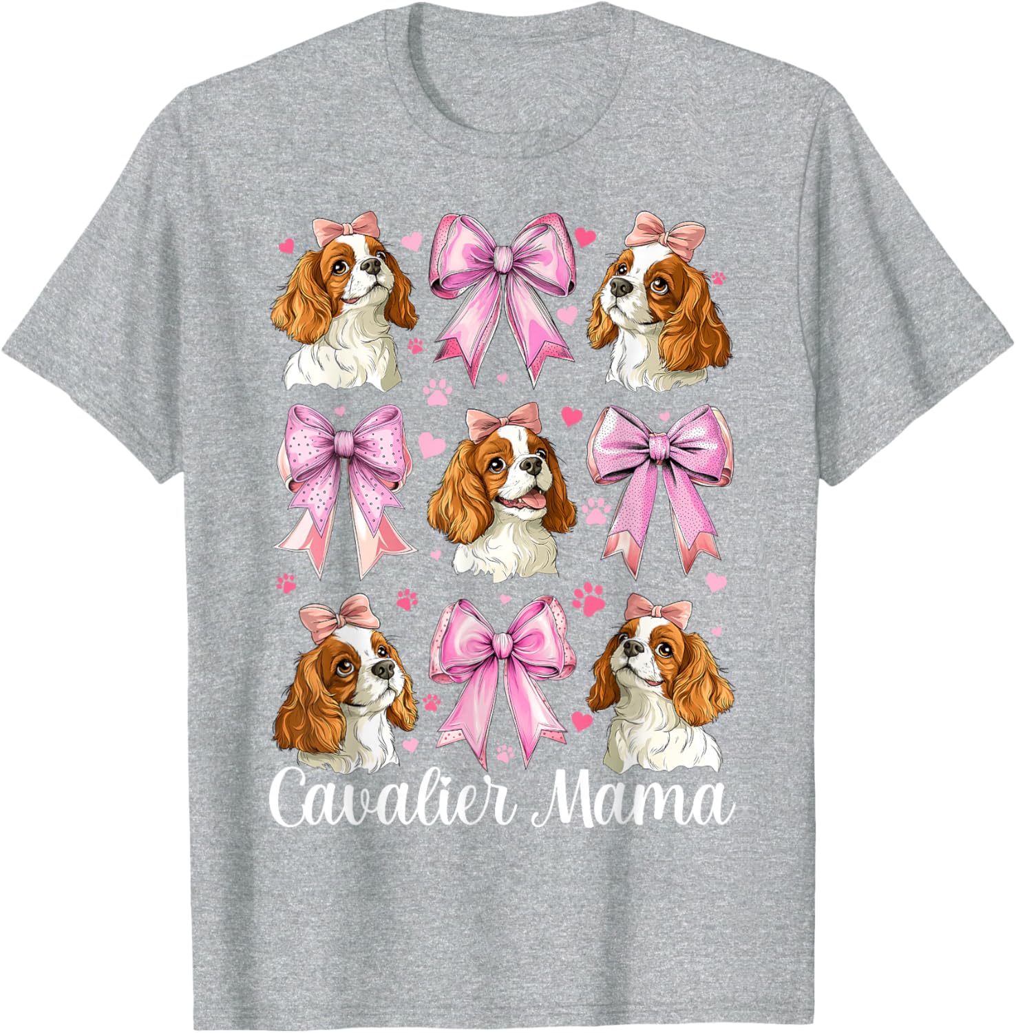Cavalier Mama Dog Lover Graphic Tee Short Sleeve Cotton T-Shirt for Women S