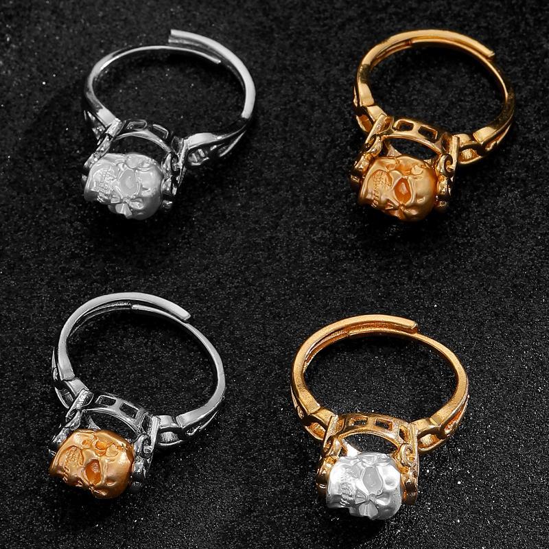 Gothic Dark Style Color Blocked Skull Ring For Men And Women Daily Charming Jewelry Gift