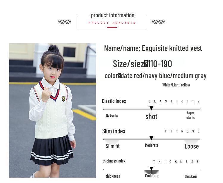Children's Pure Cotton Preppy Knit Sweater Vest - Sleeveless Spring/Autumn School Uniform Style