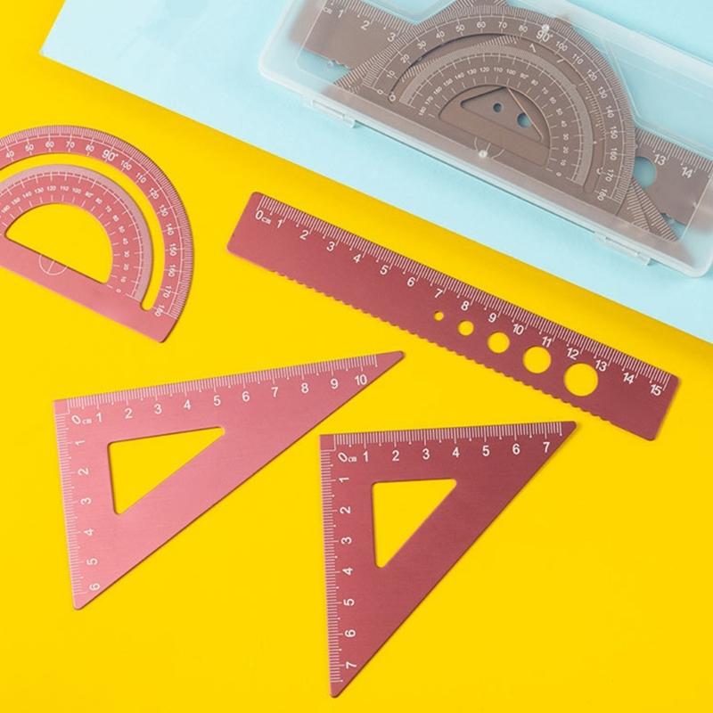 Durabled Aluminum Mathematics Rulers Set 4 Piece Set for Student and Professional